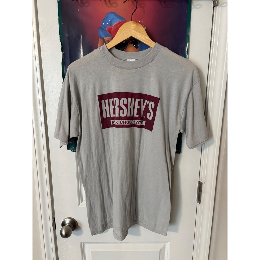 Vintage Hersheys Milk Chocolate T Shirt XL Gray Single Stitch Made in USA 90s